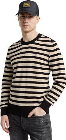 G-Star Stripe Knitted Strickpullover dk black/whitebait stripe (Herren)