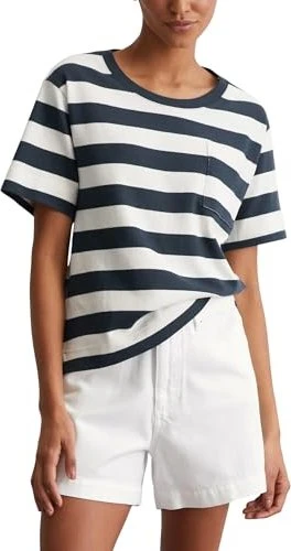 Marc O'Polo Loose Single Jersey T-Shirt kurzarm multi/muted blue (Damen)