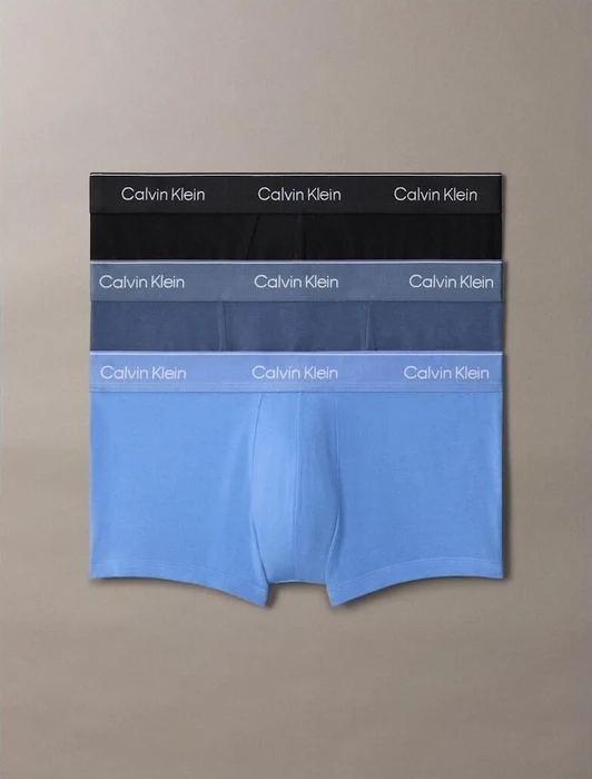 Calvin Klein 3 Pack Low Rise Trunks Icon Cotton Stretch Boxer Briefs black/glacier/blue bell w/dtm wb (Herren)