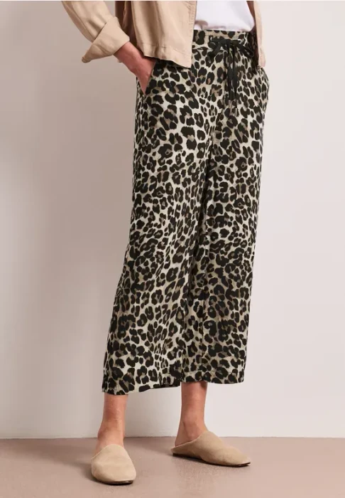 Street One Gemusterte Wide Leg Hose schwarz (Damen)