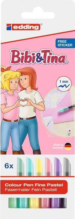 edding 1200 Bibi & Tina pastell sortiert, 6er-Set, Etui