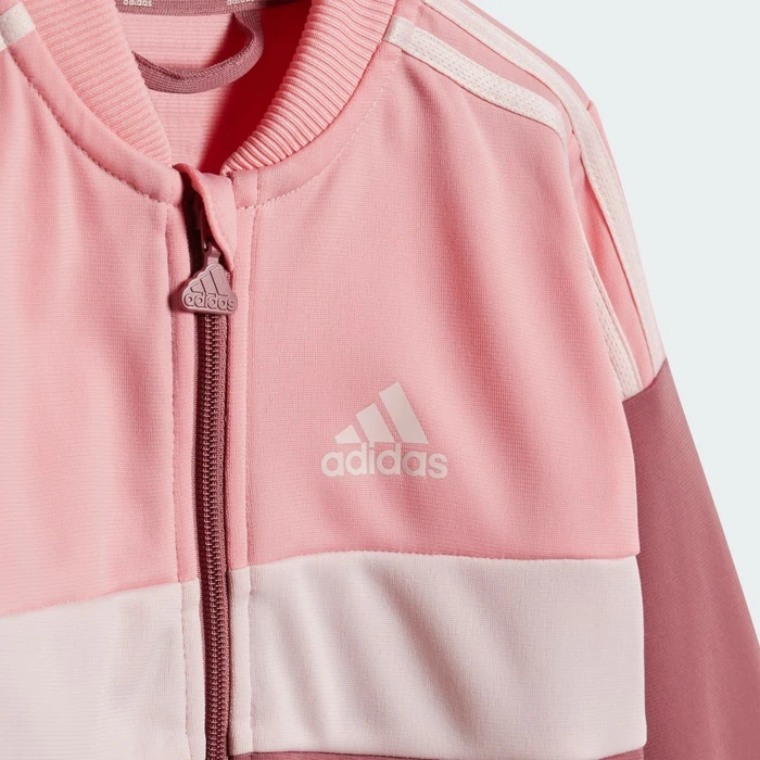adidas Tiberio 3-Streifen Colorblock Shiny Trainingsanzug semi pink spark/sandy pink/preloved crimson (Junior)
