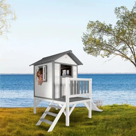 Axi Spielhaus Lodge XL weiß/grau mit Rutsche weiß