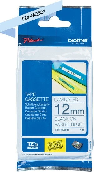 Brother TZe-MQ531 Beschriftungsband, 12mm, schwarz/pastellblau