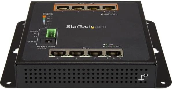 StarTech IES81 Industrial Wallmount Gigabit Switch, 8x RJ-45, 120W PoE+