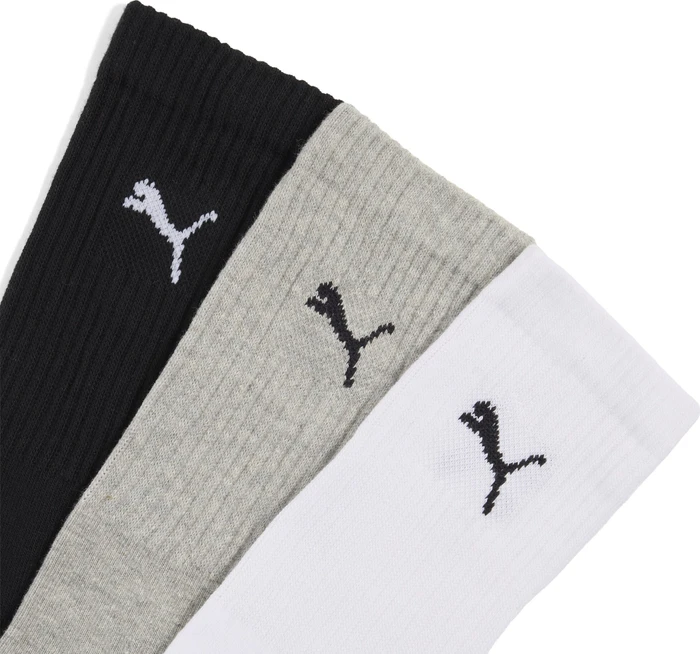 Puma Leichte Sport Crew Socken weiß/grau/schwarz, 3 Paare (907940-03) – Bild 2 von 2