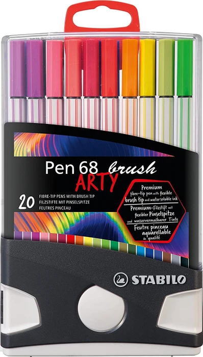 STABILO Pen 68 brush Arty sortiert, 20er-Set, Etui