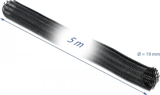 DeLOCK Geflechtschlauch mit Klettverschluss, 19mm, 5m, schwarz