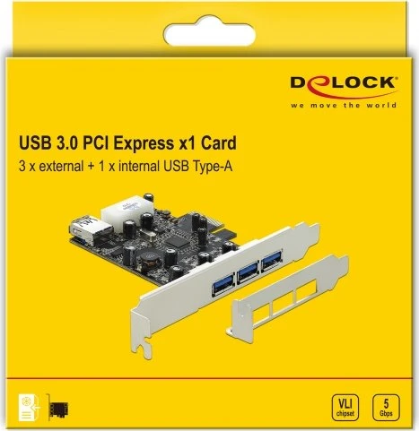 DeLOCK 4x USB-A 3.0, PCIe 2.0 x1