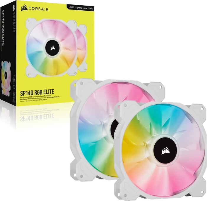 Corsair SP Series iCUE SP140 RGB Elite Dual Fan Kit, weiß, LED-Steuerung, 140mm, 2er-Pack