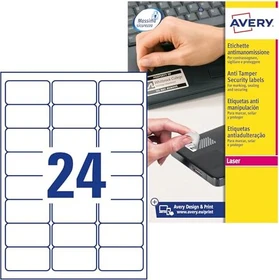 Avery-Zweckform Sicherheitsetiketten, 63.5x33.9mm, weiß, 20 Blatt (480 Etiketten)