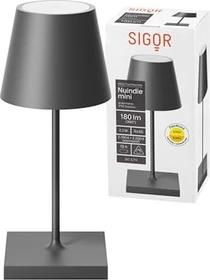 Sigor Nuindie mini USB-C Akku-Tischleuchte rund graphitgrau