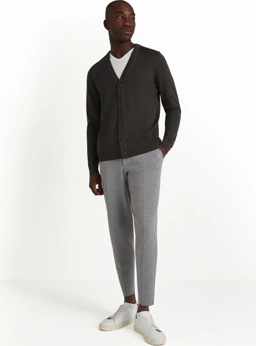 Falke Basic Apparel Cardigan V-Ausschnitt Strickjacke brown mel. (Herren)