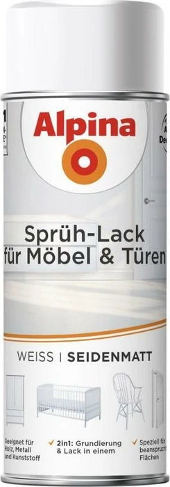 Alpina Farben Sprüh-Lack für Möbel & Türen seidenmatt weiß, 400ml