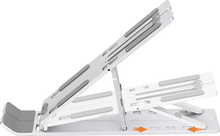 AmazonBasics Tragbarer Laptopständer mit 6 verstellbaren Winkeln, Notebook-Stand 10-15.6", silber