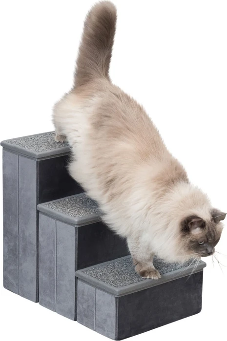 Trixie Treppe, Samt, zusammenklappbar, grau