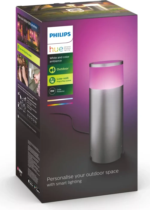 Philips Hue White and Color Ambiance Calla Outdoor Sockelleuchte silber