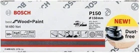 Bosch Professional M480 Best for Wood and Paint Gewebeschleifblatt K120, 150mm, 50 Stück