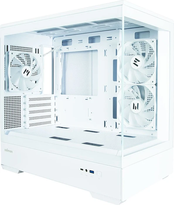 Zalman P30 White, weiß, Glasfenster
