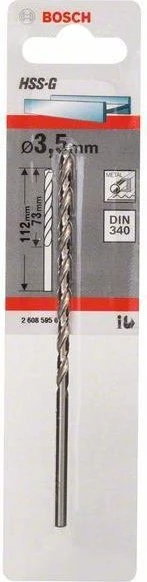 Bosch Professional HSS-G Spiralbohrer, 3.5x73x112mm, 1 Stück