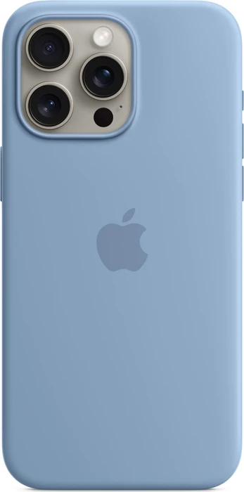Apple Silikon Case mit MagSafe für iPhone 15 Pro Max winterblau