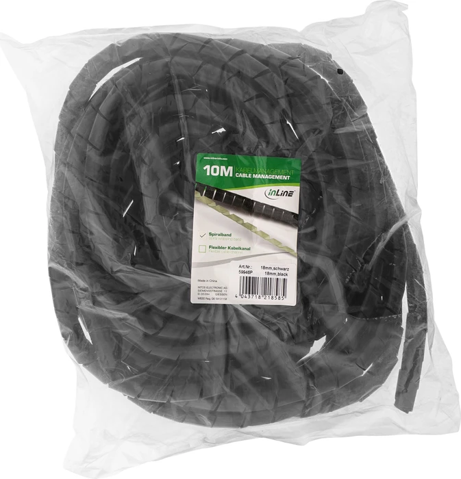 InLine Spiralband, 18mm, 10m, schwarz
