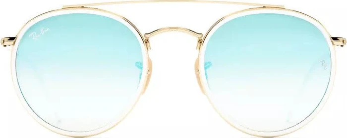 Ray-Ban Round Double Bridge gold/blue gradient flash