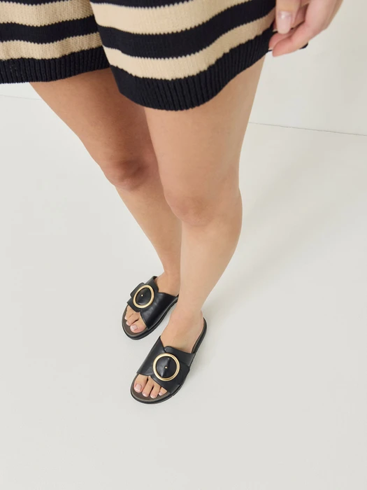 Tamaris Lederpantolette schwarz (Damen)