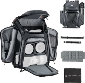 K&F Concept Kameratasche mit Regenschutz für 15,6-Zoll-Laptop, DSLR-Kameras alpha-schwarz