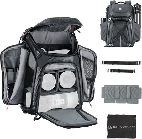 K&F Concept Kameratasche mit Regenschutz für 15,6-Zoll-Laptop, DSLR-Kameras