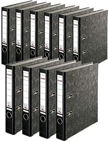 Falken Ordner 2-Ring Recycling Plus Wolkenmarmor, 50mm, A4, schwarz, 10er-Pack