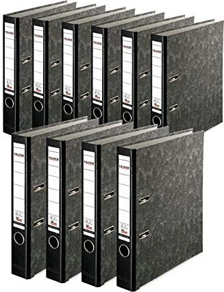 Falken Ordner 2-Ring Recycling Plus Wolkenmarmor, 50mm, A4, schwarz, 10er-Pack