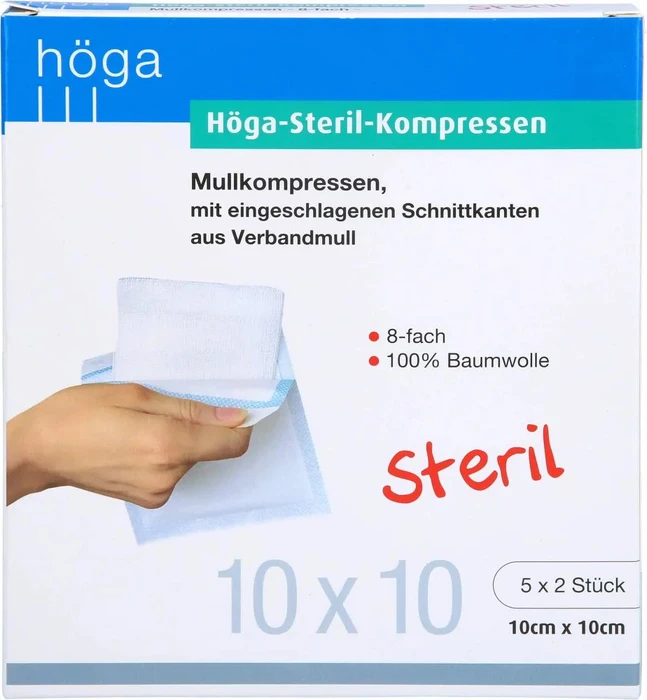 Höga Steril-Kompressen 8-fach, 10 x 10cm, 10 Stück