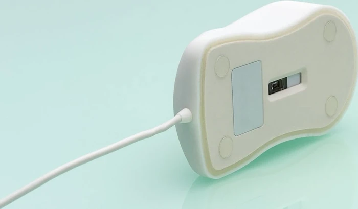 GETT KH25201 InduMouse Pro, auf Glas funktionierende Silikon-Hygiene-Maus, weiß, IP68, USB