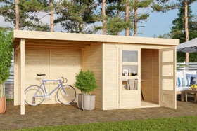 Karibu Askola 3 Gartenhaus inkl. Anbau 2.4m + Rückwand natur