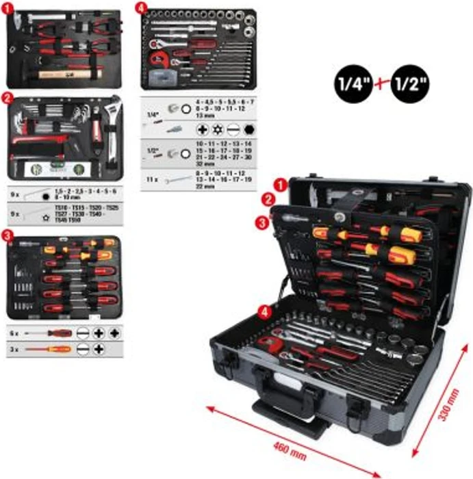 KS Tools Handwerkzeugset inkl. Koffer, 130-tlg.