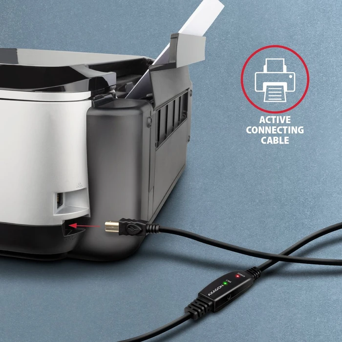 Axagon USB Adapterkabel, USB 2.0, 480Mb/s, USB-A 2.0 [Stecker] auf USB-B 2.0 [Stecker], aktiv, Adapterkabel, 20m