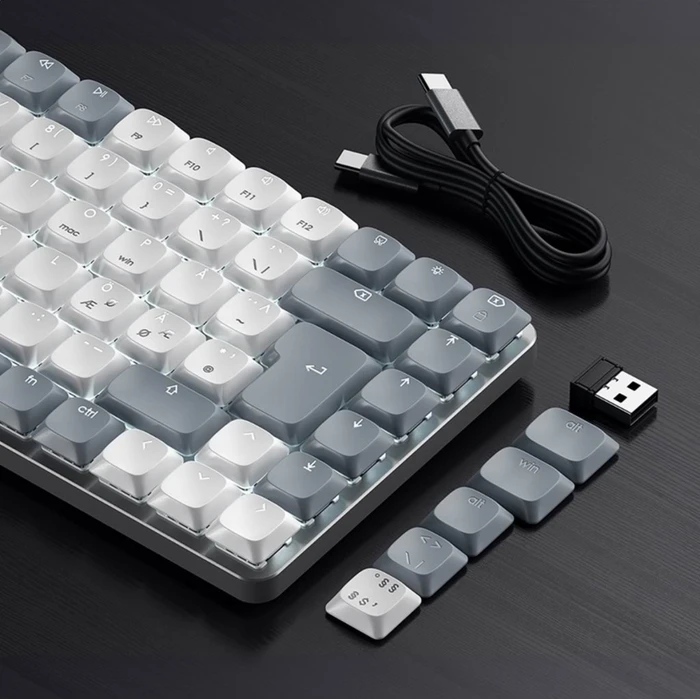 Satechi SM1 Slim Mechanical Backlit BT Keyboard, Light, weiß/grau, low-profile BROWN Switches, USB/Bluetooth, ND