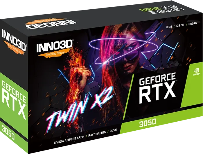INNO3D GeForce RTX 3050 Twin X2, 6GB GDDR6, DVI, HDMI, DP
