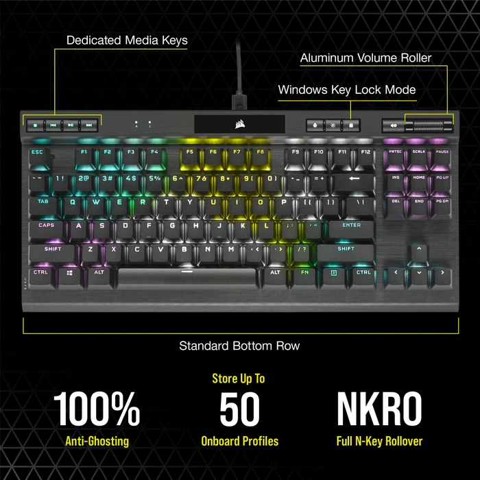 Corsair Gaming K70 RGB TKL - Champion Series, MX RGB RED, USB, ND