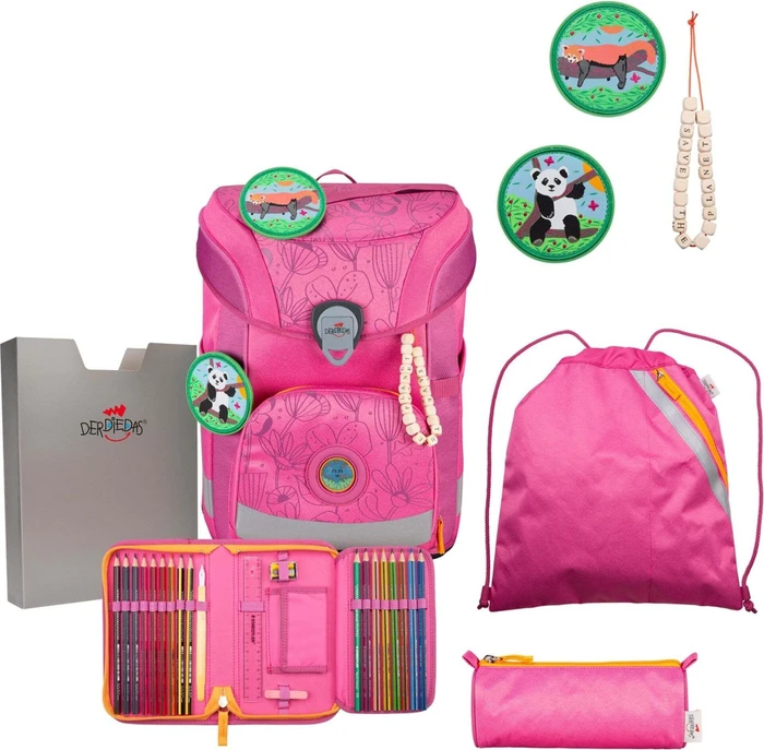 DerDieDas ErgoFlex Easy Exklusiv Eco Pink Planet Schultaschen-Set, 5-tlg.