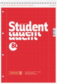 Brunnen Student Collegeblock für Linkshänder, A4, Lineatur 28, rot, 80 Blatt,       5er-Pack