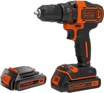 Black&Decker BDCDD186KB Akku-Bohrschrauber inkl. Koffer + 2 Akkus 1.5Ah
