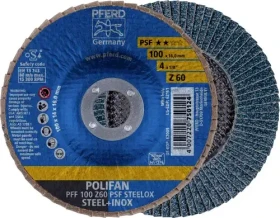 Pferd PFF 100 Z 60 PSF STEELOX/16.0 POLIFAN Fächerschleifscheibe K60, 100x16mm, 10 Stück