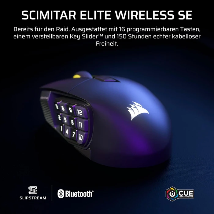 Corsair Scimitar Elite Wireless SE MMO, Gun Metal schwarz, USB/Bluetooth