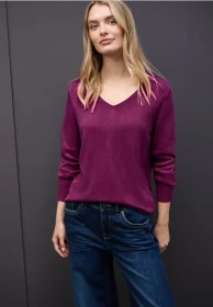 Street One V-Neck Pullover berry paradise (Damen)