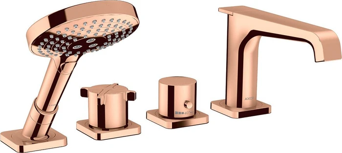Hansgrohe Axor Citterio E 4-Loch Wannenrandarmatur mit Thermostat polished red gold