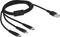 DeLOCK USB Ladekabel 3 in 1, USB-A [Stecker] auf USB Micro-B/USB-C/Lightning [Stecker], Adapterkabel, 1m Vorschaubild