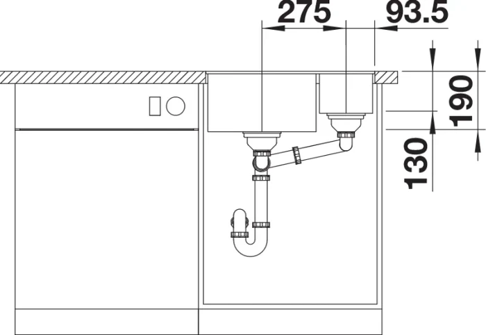 Blanco Subline 340/160-U Unterbau Becken links anthrazit