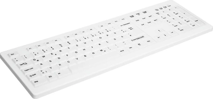 Contour Design Active Key Desinfizierbare Tastatur mit Cursor-Tasten, weiß, USB, DE